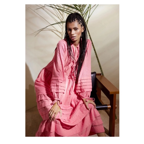 New! RUE STIIC Laney Pleated Ruffled Maxi Dress - Picture 2 of 11